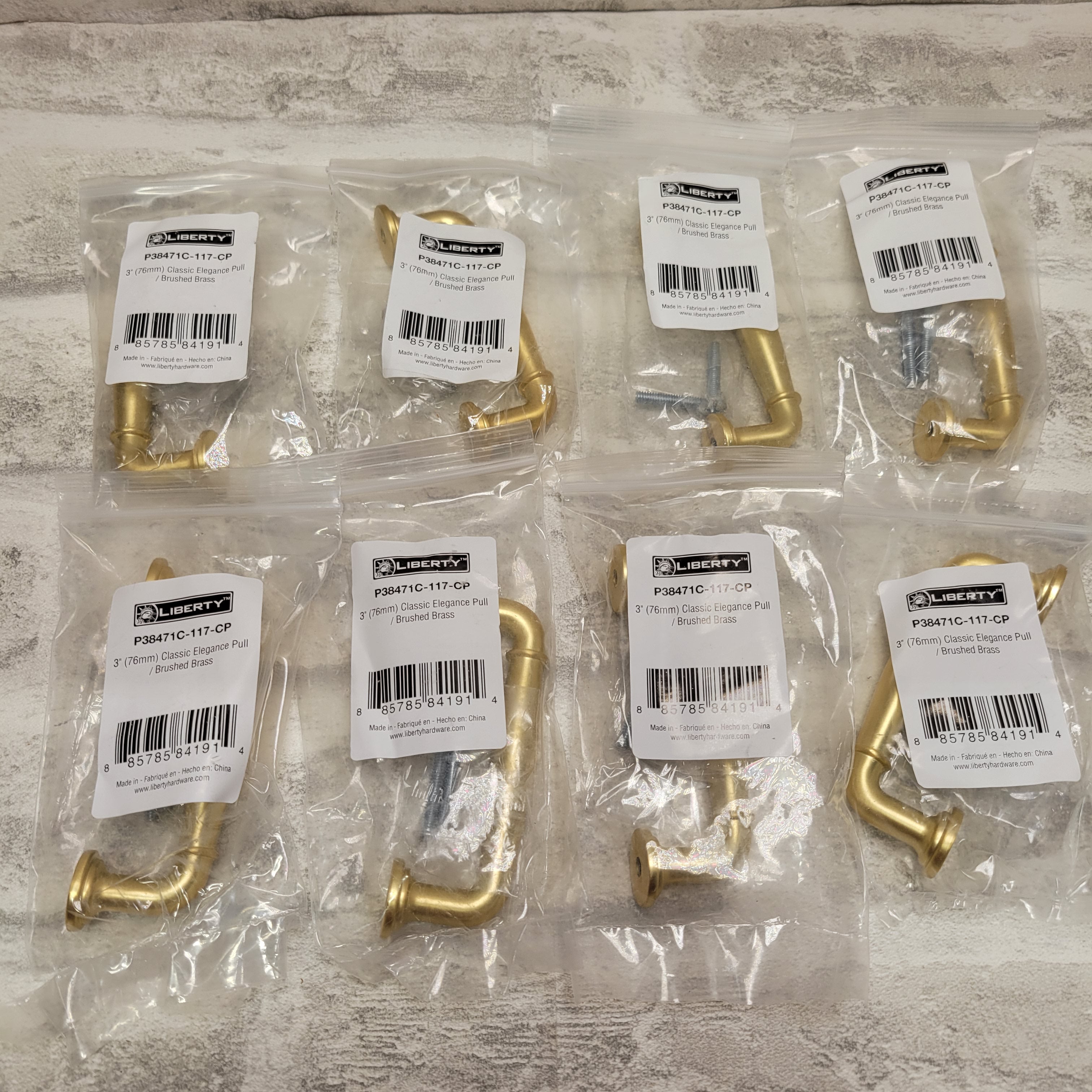 (Lot of 8) Liberty 3 in. (76 mm) Brushed Brass Classic Elegance Drawer Pull (7594277568750)
